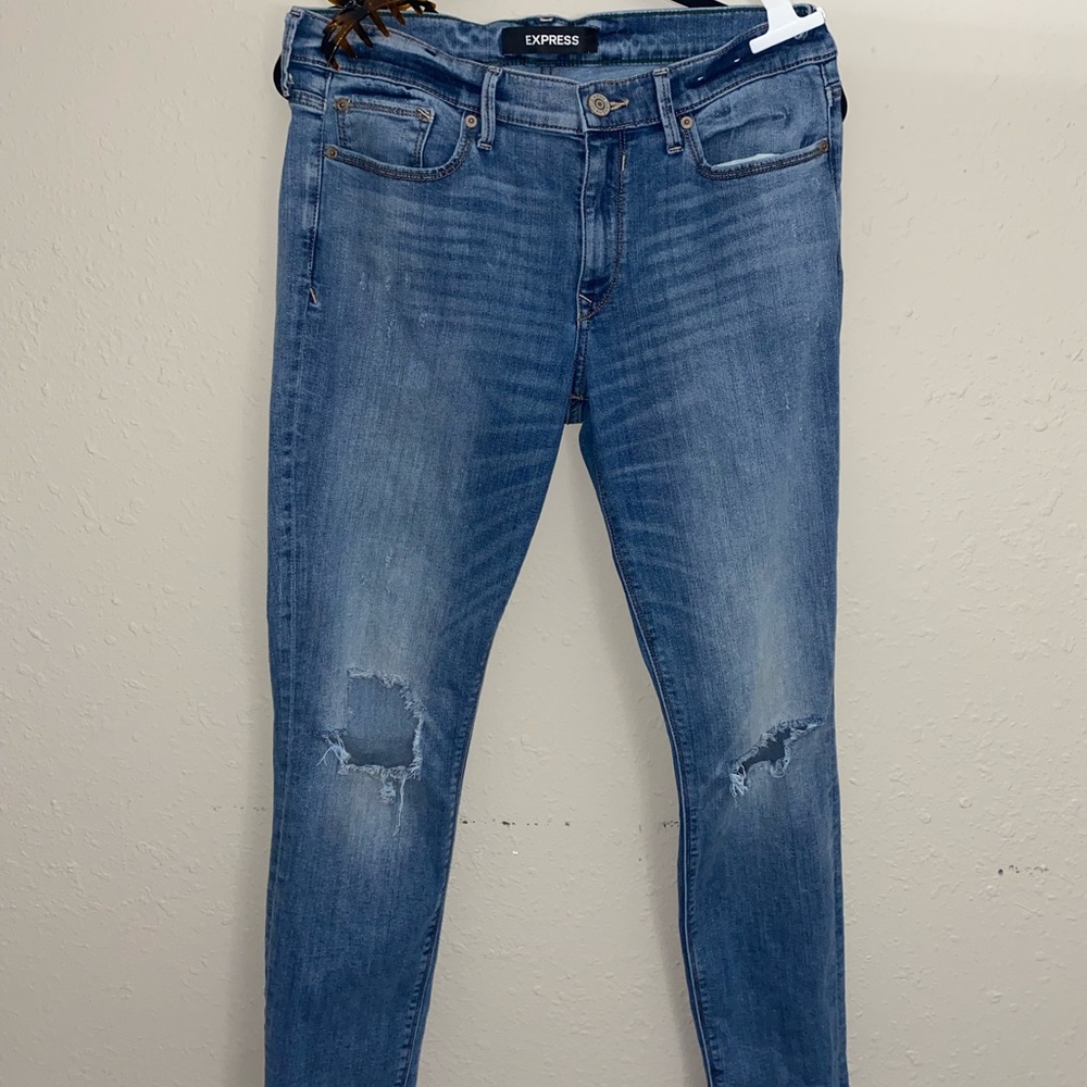 Express Blue Distressed Women Jeggings
